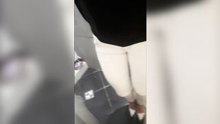 Desperate pee in white Jeans and rubbing my wet clit Full video on ModelHub