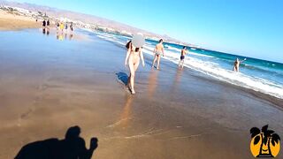 Public nudity walking naked on the beach Amateur MiaAmahl