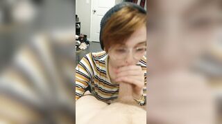 Teen laughs while gagging on big cock *teaser*