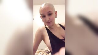 Oil & cum on bald head