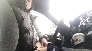 In car real Public masturbation