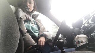 In car real Public masturbation