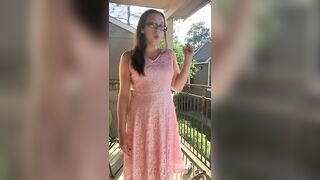 Sexy Goddess D Smoking in Pretty Pink Lace Dress - Full Length Video