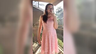 Sexy Goddess D Smoking in Pretty Pink Lace Dress - Full Length Video