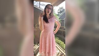 Sexy Goddess D Smoking in Pretty Pink Lace Dress - Full Length Video