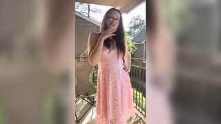 Sexy Goddess D Smoking in Pretty Pink Lace Dress - Full Length Video