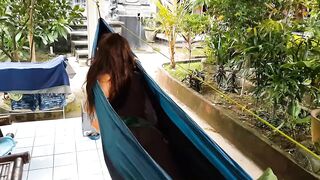 Risky Exhibition in Hammock in PUBLIC AREA at Bungalow Resort