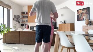 MyDirtyHobby - Curvy Babe Lina_Love Cleans The Table Then A Hot Dude Slaps Her Bubble Butt Hard