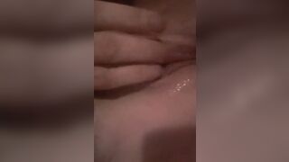 Stroking my wet pink tight beautiful little pussy