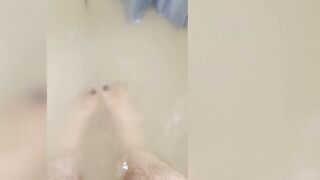 Foot fetish and hair fetish in my friend's bathtub