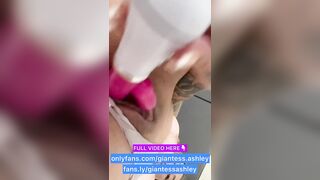 Your giantess Ashley is excited eating gummy sharks and starts masturbating