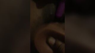 WET Ebony Lesbian Takes Dildo & Vibrator