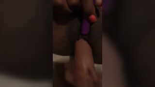 WET Ebony Lesbian Takes Dildo & Vibrator