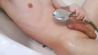 Using Shower Head on my Cock to Cum