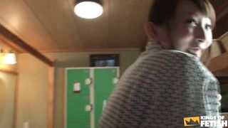 Shy Japanese teen gets naked in the dressing room