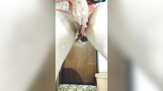 Naughty girl spreads her pussy for a fast powerful Pee (side panties)