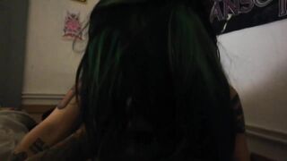 Goth emo girl gives me a blowjob with a lot of drool (POV)