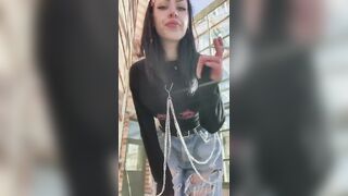 Cute Alt Girl Smoking Outside