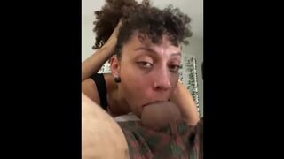 CURLY HAIR EBONY SLUT GETS HER FACE FUCKED