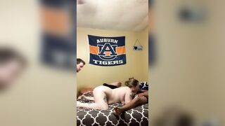 Slutty pregnant wife gets fucked by two dicks