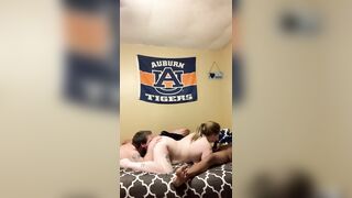 Slutty pregnant wife gets fucked by two dicks