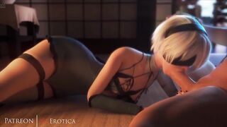 NieR:Automata 3D porn: 2B blowjob