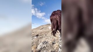 Horny Girl Fingering Herself in the Mountains