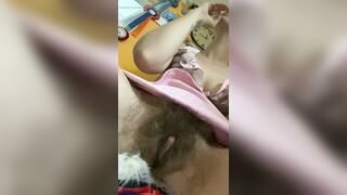 Smoking hairy pussy