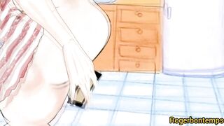 Dildo riding in the kitchen Cartoon Extreme squirt Female orgasm