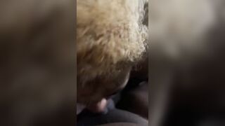 Slut sucking on this big chocolate dick