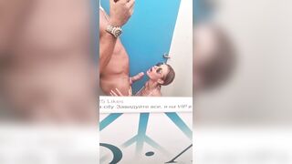 Quick blowjob in the changing room of the water park