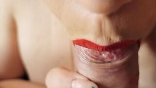 Extreme close up blowjob - cum in mouth