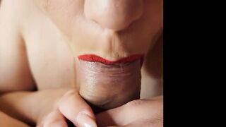 Extreme close up blowjob - cum in mouth