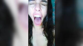 PinkMoonLust has Mouth Spit Drool Fetish Custom Video Order! Paid Slut GAGS HARD to make Saliva Fast