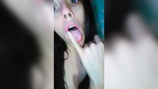 PinkMoonLust has Mouth Spit Drool Fetish Custom Video Order! Paid Slut GAGS HARD to make Saliva Fast