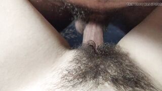 GUY CUMS FAST ON HAIRY PUSSY