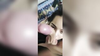 Beautiful and sweet girl asked to put the big dick in her little mouth