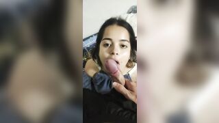 Beautiful and sweet girl asked to put the big dick in her little mouth