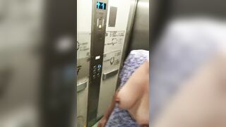 A stranger watches me in the elevator while I masturbate and ram a sex toy