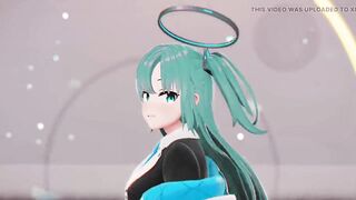 Blue Archive Yuuka Undress Dance Hentai Playboy Suit Mmd 3D Clear Blue Hair Color Edit Smixix