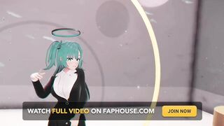 Blue Archive Yuuka Undress Dance Hentai Playboy Suit Mmd 3D Clear Blue Hair Color Edit Smixix