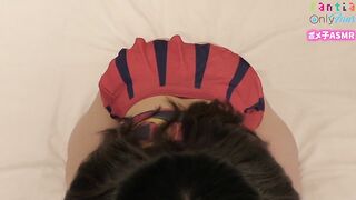 [POV] Busty cheerleader blowjob with full view of ass [ASMR] Japanese Hentai amateur uniform