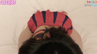 [POV] Busty cheerleader blowjob with full view of ass [ASMR] Japanese Hentai amateur uniform