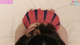 [POV] Busty cheerleader blowjob with full view of ass [ASMR] Japanese Hentai amateur uniform