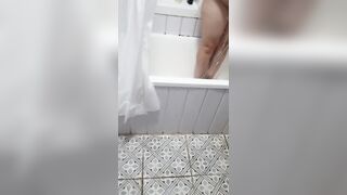 Step mom with big tits get caught naked in bathroom by step son