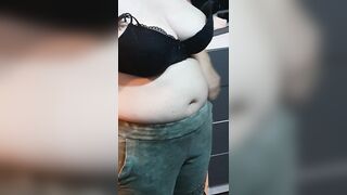 Step mom pulled out clothes showing her big tits to her step son