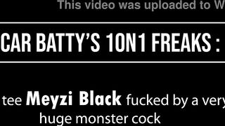 Very huge cock stretch and fucks tiny Brazilian teen Meyzi BLACK (Very big dick, 0% pussy, teen ( 18), Huge cumshot) OB157