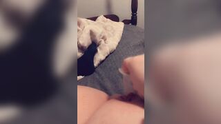 Teen plays with tight pussy home alone