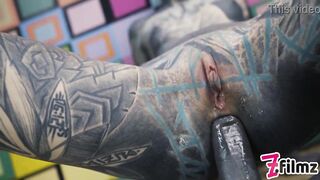 Tattoo couple HARD POV SEX - ANAL fuck, gapes, sloppy BJ, anal creampie, female orgasm