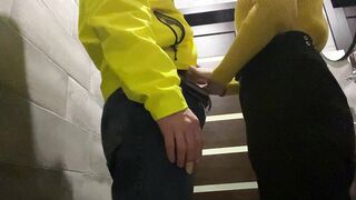 Public blowjob in a cafe toilet